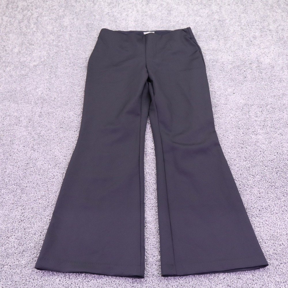 Maurices Dress Pants Womens Large Black Flare Leg Mid Rise Nylon Spandex